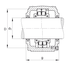 FAG直立式軸承座 S3032-H-N-FZ-AB-L + 230SM140-MA, 剖分的調(diào)心滾子軸承，毛氈密封，脂潤滑