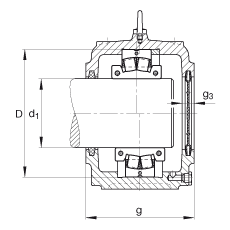FAG直立式軸承座 S3040-H-N-FZ-AB-L + 230SM180-MA, 剖分的調心滾子軸承，毛氈密封，脂潤滑