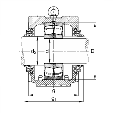FAG直立式軸承座 SNV215-L + 22320-E1 + TCV320, 根據(jù) DIN 738/DIN739 標(biāo)準(zhǔn)的主要尺寸，剖分，帶圓柱孔和緊定套的調(diào)心滾子軸承，Taconite 密封，脂和油潤滑